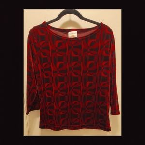 Super Soft Red and Black Shirt by Fashion Bug, Size M, 3/4 Sleeves